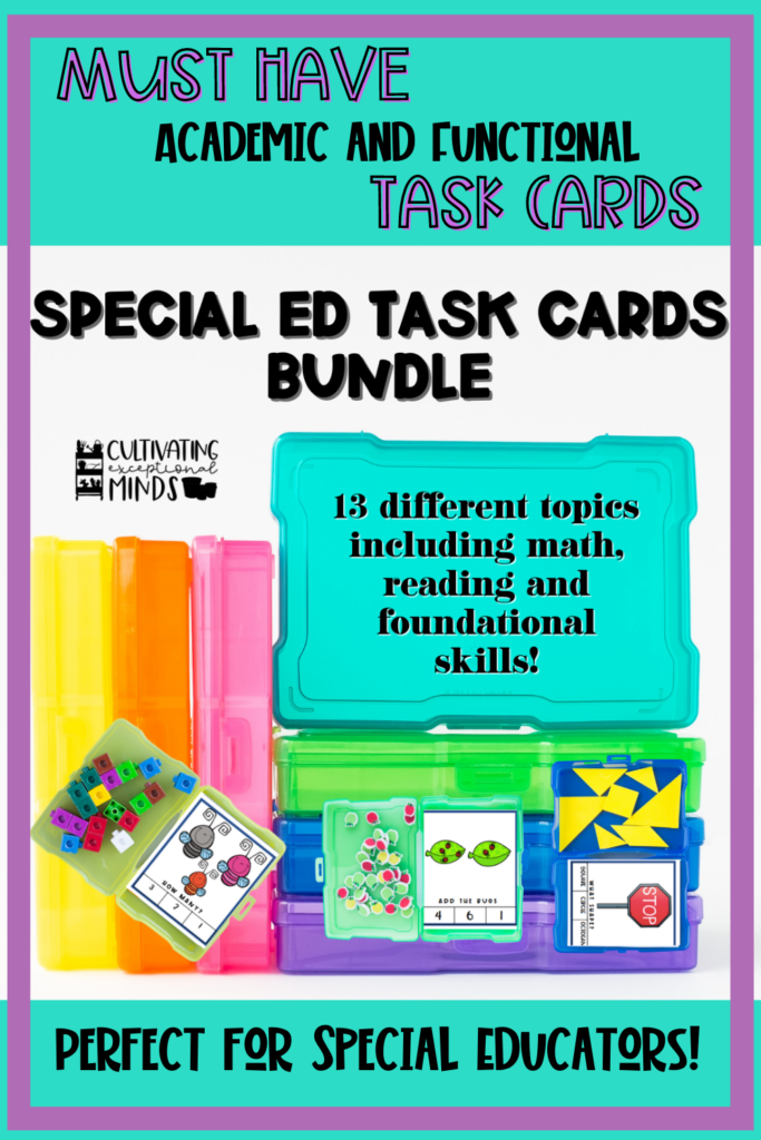 Special Ed Task Cards Bundle from Cultivating Exceptional Minds. Special Education Teacher Must Haves 2022.