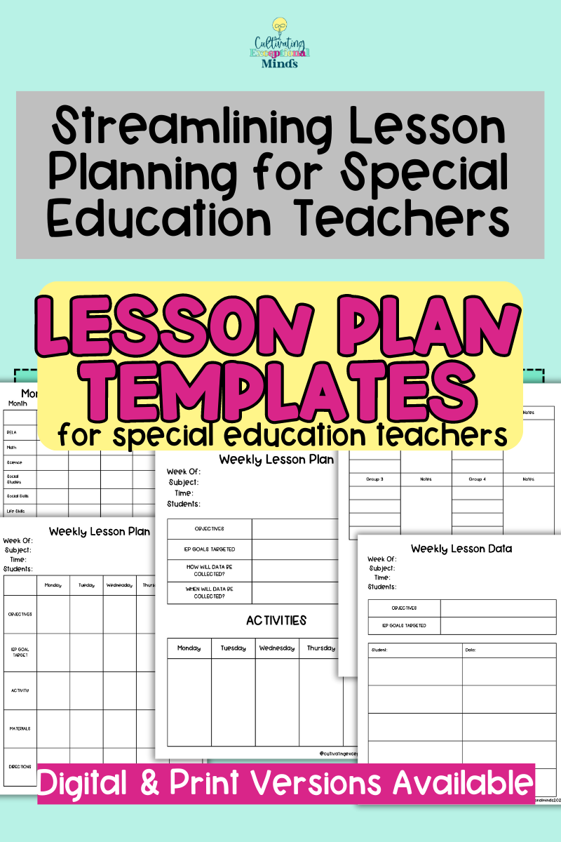 special education teacher lesson plan template