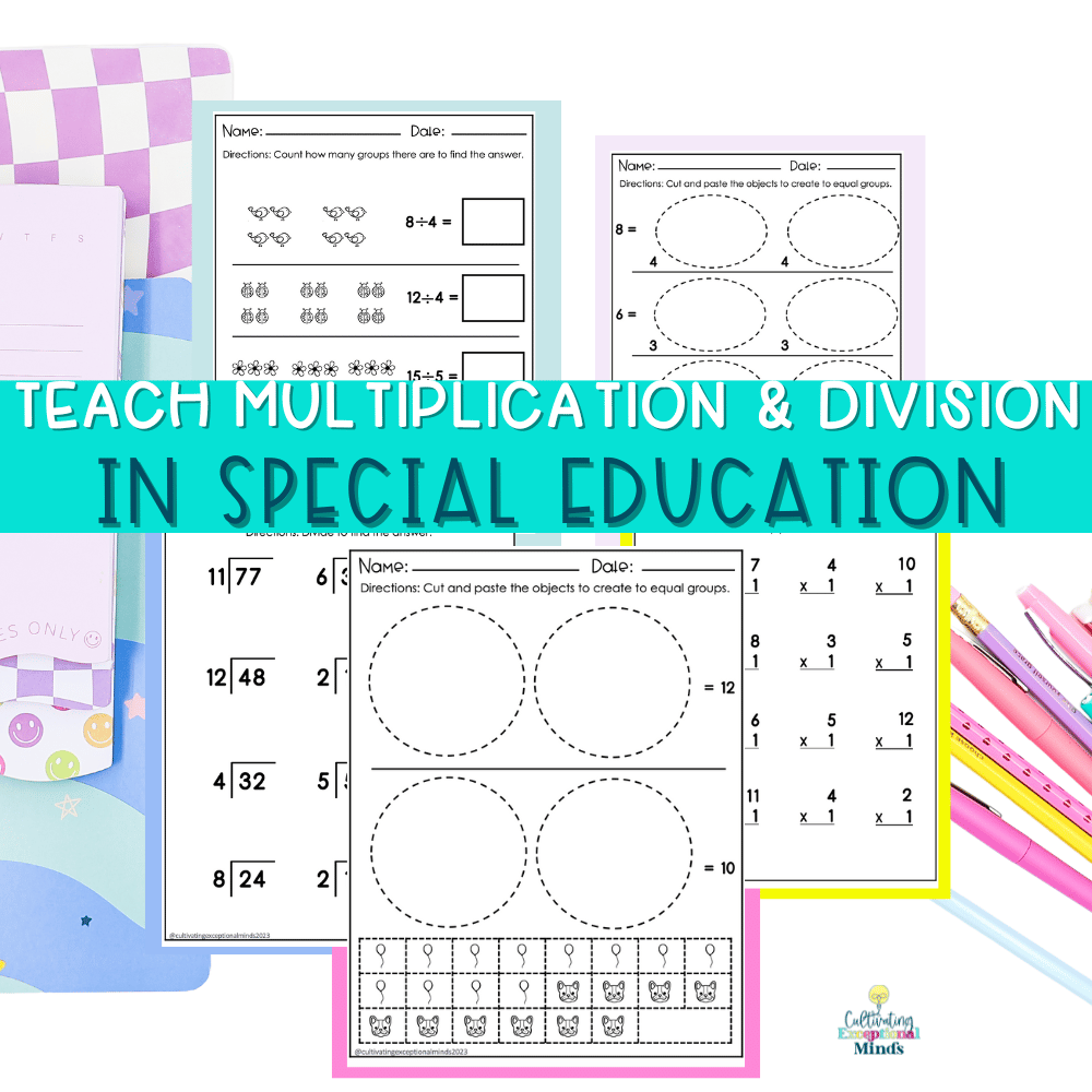 Multiplication and division activities for special education Special education math worksheets for multiplication Teaching division in self-contained classrooms